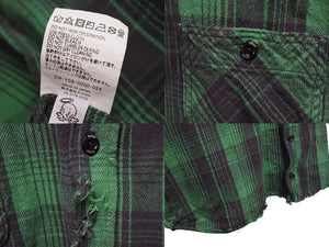 saint mxxxxxx セントマイケル FRNL CHECK SHIRTS FRNL チェックシャツ サイズ L グリーン ブラック SM-YS8-0000-024 美品 中古4 c072462