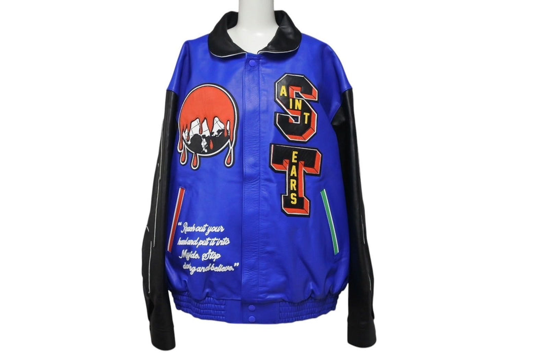 極美品 SAINT MICHAEL セントマイケル Denim Tears デニムティアーズ HOLY GRAIL VARSITY JACKET ジャケット スタジャン XL 中古 4c072466