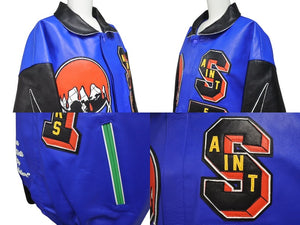 極美品 SAINT MICHAEL セントマイケル Denim Tears デニムティアーズ HOLY GRAIL VARSITY JACKET ジャケット スタジャン XL 中古 4c072466