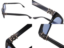 画像をギャラリービューアに読み込む, CHROME HEARTS クロムハーツ VAGILANTE ヴィジランテ アイウェア メガネフレーム 54-19-149 ブラック シルバー ブルーレンズ 美品 中古 4c072471