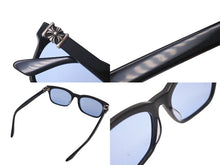 画像をギャラリービューアに読み込む, CHROME HEARTS クロムハーツ VAGILANTE ヴィジランテ アイウェア メガネフレーム 54-19-149 ブラック シルバー ブルーレンズ 美品 中古 4c072471