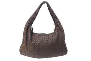 BOTTEGA VENETA ボッテガヴェネタ イントレチャート ホーボー ワンショルダーバッグ 115653-V0013 2040 レザー ブラウン 美品 中古 4c072472bv