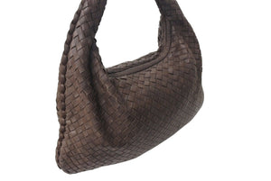 BOTTEGA VENETA ボッテガヴェネタ イントレチャート ホーボー ワンショルダーバッグ 115653-V0013 2040 レザー ブラウン 美品 中古 4c072472bv