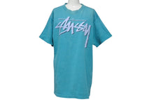 画像をギャラリービューアに読み込む, STUSSY ステューシー 半袖シャツ 80`s USA製 OLD STUSSY ステューシー オールド ブルー グリーン L 中古 美品 4c072481