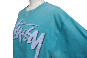 STUSSY ステューシー 半袖シャツ 80`s USA製 OLD STUSSY ステューシー オールド ブルー グリーン L 中古 美品 4c072481