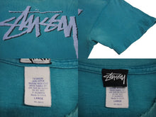 Load image into Gallery viewer, STUSSY ステューシー 半袖シャツ 80`s USA製 OLD STUSSY ステューシー オールド ブルー グリーン L 中古 美品 4c072481