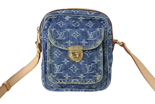 LOUIS VUITTON Camera Bag Shoulder Bag Monogram Denim M95348 Blue Gold Hardware Good Condition Used 4c072485