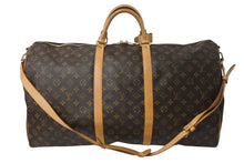 画像をギャラリービューアに読み込む, LOUIS VUITTON ルイヴィトン キーポルバンドリエール60 ボストンバッグ M41412 モノグラム PVC ヌメ革 ブラウン 美品 中古 4c072488