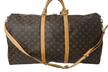 画像をギャラリービューアに読み込む, LOUIS VUITTON ルイヴィトン キーポルバンドリエール60 ボストンバッグ M41412 モノグラム PVC ヌメ革 ブラウン 美品 中古 4c072488