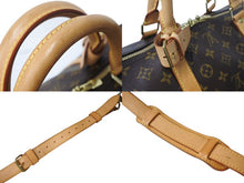 画像をギャラリービューアに読み込む, LOUIS VUITTON ルイヴィトン キーポルバンドリエール60 ボストンバッグ M41412 モノグラム PVC ヌメ革 ブラウン 美品 中古 4c072488