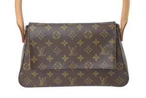 新品同様 LOUIS VUITTON ルイヴィトン モノグラム ミニルーピング ショルダーバッグ M51147 PVC レザー ブラウン 中古 4c072502