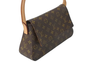 新品同様 LOUIS VUITTON ルイヴィトン モノグラム ミニルーピング ショルダーバッグ M51147 PVC レザー ブラウン 中古 4c072502