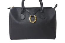 画像をギャラリービューアに読み込む, ChristianDior クリスチャンディオール ヴィンテージ ミニボストンバッグ レザー PVC ブラック ゴールド金具 美品 中古 4c072509