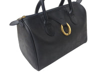 画像をギャラリービューアに読み込む, ChristianDior クリスチャンディオール ヴィンテージ ミニボストンバッグ レザー PVC ブラック ゴールド金具 美品 中古 4c072509