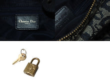 Load image into Gallery viewer, ChristianDior クリスチャンディオール トロッター ハンドバッグ PZ1002 キャンバス レザー ネイビー グレー ゴールド 美品 中古 4c072511