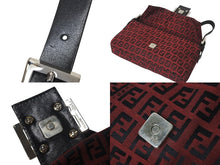 画像をギャラリービューアに読み込む, FENDI フェンディ マンマバケット ズッキーノ ワンショルダーバッグ キャンバス レザー レッド ブラック シルバー金具 美品 中古 4c072512