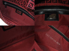 画像をギャラリービューアに読み込む, FENDI フェンディ マンマバケット ズッキーノ ワンショルダーバッグ キャンバス レザー レッド ブラック シルバー金具 美品 中古 4c072512