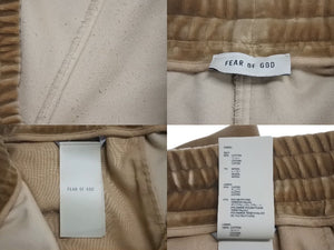 極美品 FEAR OF GOD フィアオブゴッド SIDE STRIPE FORUM PANT サイド ストライプ フォルム パンツ ベロア 139190 キャメル 中古 4c072556