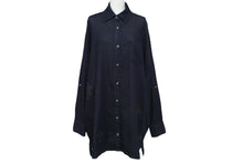 画像をギャラリービューアに読み込む, CHROME HEARTS クロムハーツ Mahal Kita デニム 長袖シャツ インディゴ クロスパッチ マハルキタ シルバー金具 サイズS 美品 中古 4c072580