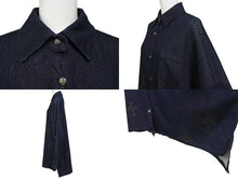 画像をギャラリービューアに読み込む, CHROME HEARTS クロムハーツ Mahal Kita デニム 長袖シャツ インディゴ クロスパッチ マハルキタ シルバー金具 サイズS 美品 中古 4c072580