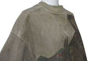 HERMES Indian Aboriginal Short Sleeve T-shirt Tops Suede Leather Khaki Brown Good Condition Used 4c072584
