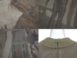 HERMES Indian Aboriginal Short Sleeve T-shirt Tops Suede Leather Khaki Brown Good Condition Used 4c072584