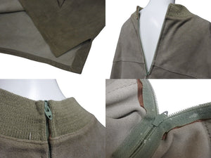HERMES Indian Aboriginal Short Sleeve T-shirt Tops Suede Leather Khaki Brown Good Condition Used 4c072584