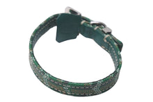 画像をギャラリービューアに読み込む, GOYARD ゴヤール 首輪 リード ペット用 ヘリンボーン グリーン PVC レザー シルバー金具 美品 中古 4c072587