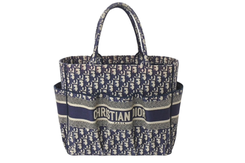 Christian Dior クリスチャンディオール ブックトート トートバッグ 50-MA-0230 オブリーク ネイビー キャンバス 良品 中古 4c072588