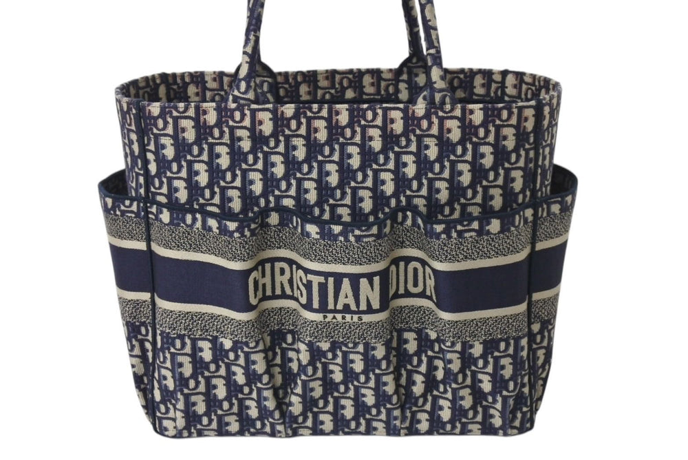Christian Dior クリスチャンディオール ブックトート トートバッグ 50-MA-0230 オブリーク ネイビー キャンバス 良品 中古 4c072588