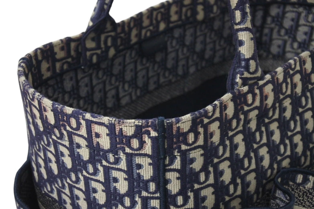 Christian Dior クリスチャンディオール ブックトート トートバッグ 50-MA-0230 オブリーク ネイビー キャンバス 良品 中古 4c072588
