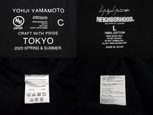 Load image into Gallery viewer, YOHJI YAMAMOTO ヨウジヤマモト NEIGHBORHOOD ネイバーフッド 半袖Tシャツ HZ-T61-286 コットン ブラック サイズL 美品 中古 4c072599