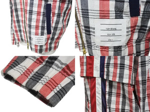 THOM BROWNE トムブラウン ブルゾン ジャケット サンプル サイズ1 チェック柄 ブラック レッド 美品 中古 4c072607