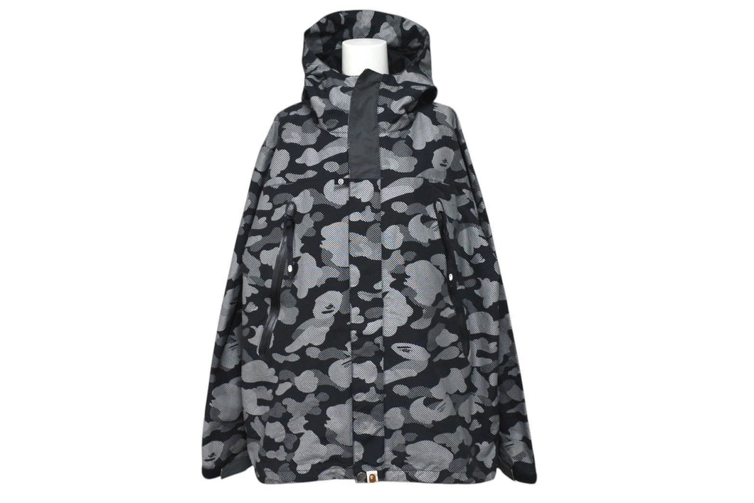 A BATHING APE アベイシングエイプ BAPE 総柄 マウンテンパーカー フーデッド ジップアップ ジャケット 001LJE301013X 美品 中古 4c072618