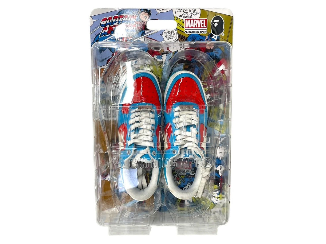 A BATHING APE アベイシングエイプ × MARVEL スニーカー BAPE サイズ8 ブルー レッド M191903 美品 中古 4c072622