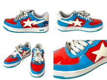 Load image into Gallery viewer, A BATHING APE アベイシングエイプ × MARVEL スニーカー BAPE サイズ8 ブルー レッド M191903 美品 中古 4c072622