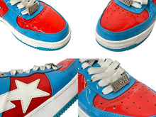 Load image into Gallery viewer, A BATHING APE アベイシングエイプ × MARVEL スニーカー BAPE サイズ8 ブルー レッド M191903 美品 中古 4c072622