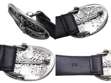 画像をギャラリービューアに読み込む, CHROME HEARTS クロムハーツ 1.5クラシックオーバルクロス レザーベルト サイズ39 1989/00 sterling刻印 レザー 美品 中古 4c072627