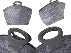 GOYARD ゴヤール ベルーガMM ハンドバッグ トートバッグ グレー PVC レザー ヘリンボーン シルバー金具 美品 中古 4c072631