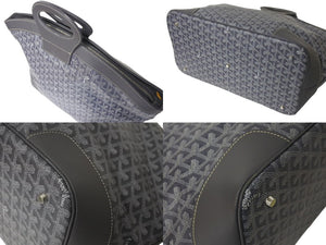 GOYARD ゴヤール ベルーガMM ハンドバッグ トートバッグ グレー PVC レザー ヘリンボーン シルバー金具 美品 中古 4c072631