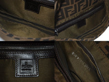 画像をギャラリービューアに読み込む, FENDI フェンディ マンマバケット ワンショルダーバッグ ズッカ柄 コットンキャンバス レザー シルバー金具 ブラウン 美品 中古 4c072641