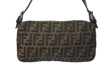 Load image into Gallery viewer, FENDI フェンディ マンマバケット ワンショルダーバッグ ズッカ柄 コットンキャンバス レザー シルバー金具 ブラウン 美品 中古 4c072641