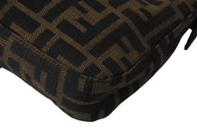 画像をギャラリービューアに読み込む, FENDI フェンディ マンマバケット ワンショルダーバッグ ズッカ柄 コットンキャンバス レザー シルバー金具 ブラウン 美品 中古 4c072641