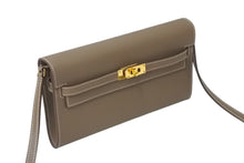 Load image into Gallery viewer, 極美品 エルメス HERMES 二つ折り財布 ケリーウォレット ケリー トゥーゴー エトゥープ ゴールド金具 B刻印 中古 4c072643