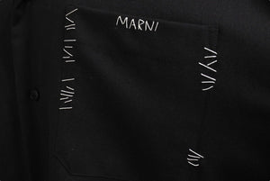 極美品 MARNI マルニ 半袖シャツ ボーリングシャツ ロゴ コットン 刺繍 ブラック サイズ50 CUMU0054S1 中古 4c072652