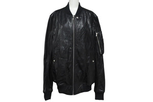 極美品 Rick Owens リックオウエンス クラシック フライトジャケット RU02D6789 サイズ48 ラムレザー ブラック 中古 4c072681