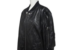 極美品 Rick Owens リックオウエンス クラシック フライトジャケット RU02D6789 サイズ48 ラムレザー ブラック 中古 4c072681