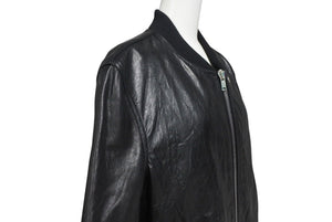 極美品 Rick Owens リックオウエンス クラシック フライトジャケット RU02D6789 サイズ48 ラムレザー ブラック 中古 4c072681