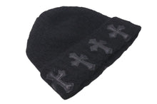 画像をギャラリービューアに読み込む, 新品同様 CHROME HEARTS クロムハーツ ニットキャップ 帽子 ブラック カシミヤ レザー ONE(26cm) RN 97729 シルバー金具 中古 4c072683