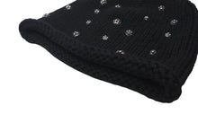 画像をギャラリービューアに読み込む, CHROME HEARTS クロムハーツ ビーニー ニット帽 クロスボール ピラミッド ブラック カシミヤ シルバー925 美品 中古 4c072687